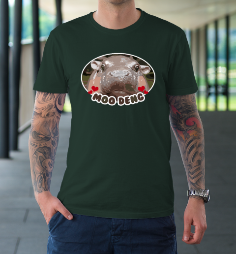 Moo Deng Bouncy Pig in Thai Picture The Cute Baby Hippo T-Shirt 3