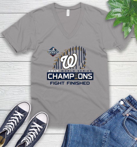 Finish The Fight Washington Nationals World Series V-Neck T-Shirt 3