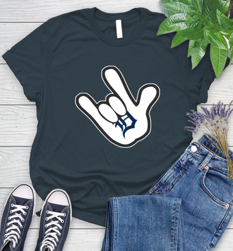 Detroit Tigers MLB Baseball Mickey Rock Hand Disney Women's T-Shirt 8