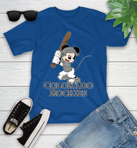 MLB Baseball Colorado Rockies Cheerful Mickey Mouse Shirt Youth T-Shirt 9