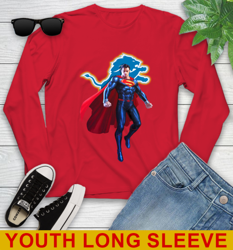 NFL Superman DC Sports Football Detroit Lions Youth Long Sleeve 11
