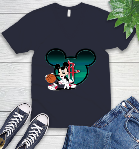 NBA Houston Rockets Mickey Mouse Disney Basketball V-Neck T-Shirt 3