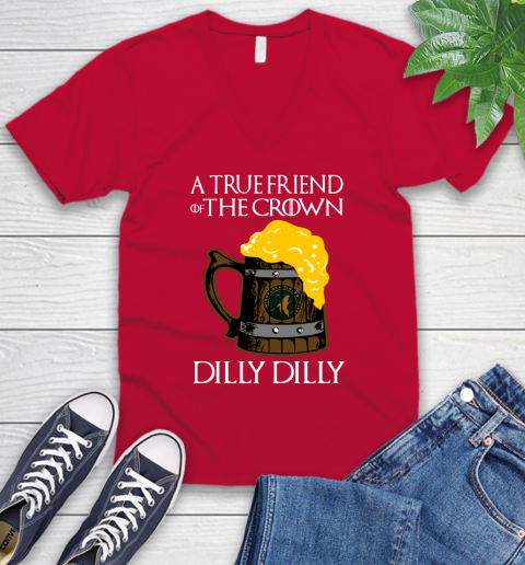 NBA Minnesota Timberwolves A True Friend Of The Crown Game Of Thrones Beer Dilly Dilly Basketball_000 V-Neck T-Shirt 6
