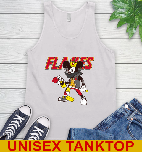 Calgary Flames NHL Hockey Mickey Peace Sign Sports Tank Top