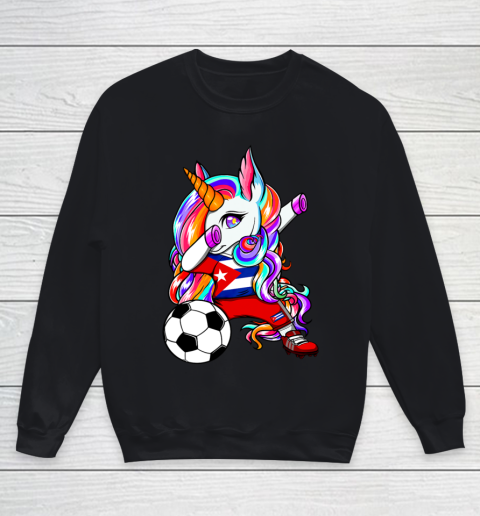 Dabbing Unicorn Cuba Soccer Fans Jersey Cuban Football Lover Youth Sweatshirt