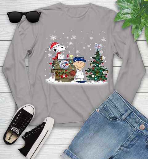 MLB Toronto Blue Jays Snoopy Charlie Brown Christmas Baseball Commissioner's Trophy Youth Long Sleeve 5