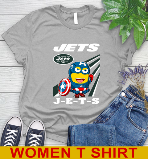 NFL Football New York Jets Captain America Marvel Avengers Minion Shirt Women's T-Shirt 5