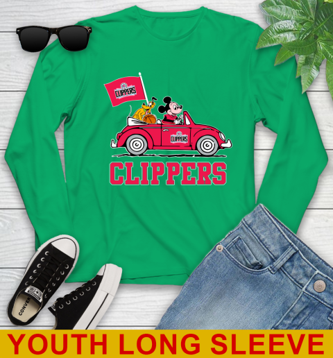 NBA Basketball LA Clippers Pluto Mickey Driving Disney Shirt Youth Long Sleeve 7