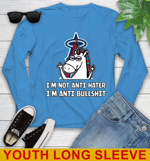 Los Angeles Angels MLB Baseball Unicorn I'm Not Anti Hater I'm Anti Bullshit (1) Youth Long Sleeve 8