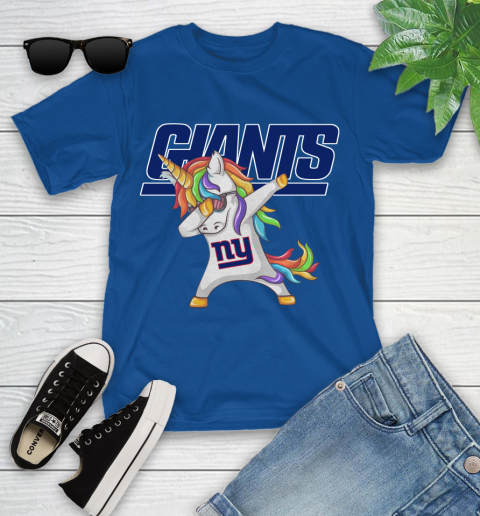 New York Giants NFL Football Funny Unicorn Dabbing Sports Youth T-Shirt 9