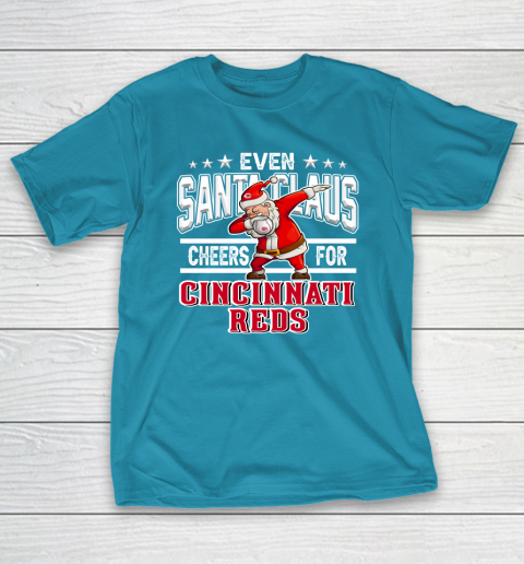 Cincinnati Reds Even Santa Claus Cheers For Christmas MLB T-Shirt 7