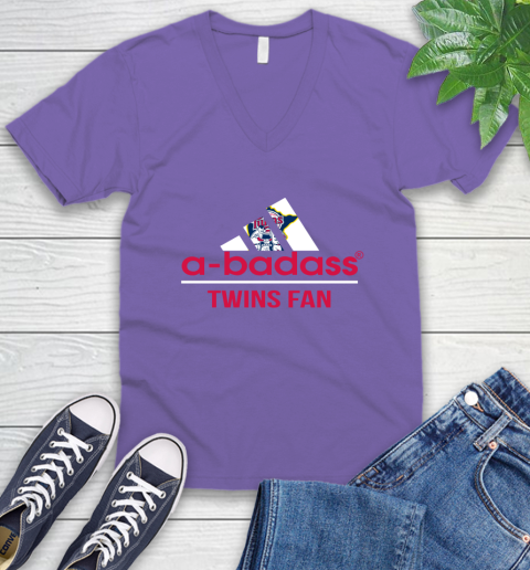 MLB A Badass Minnesota Twins Fan Adidas Baseball Sports V-Neck T-Shirt 8