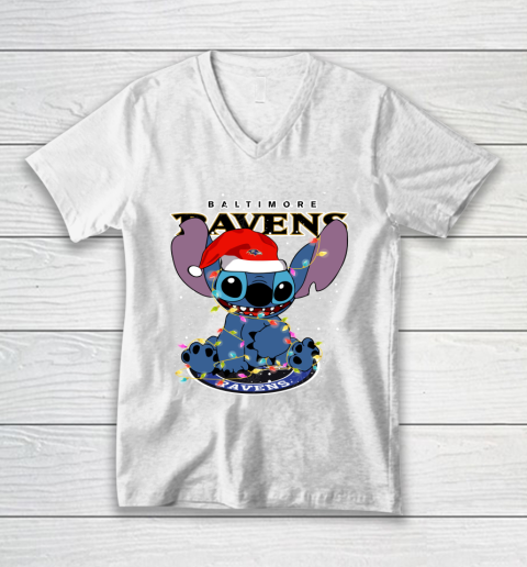 Baltimore Ravens NFL Football noel stitch Christmas V-Neck T-Shirt