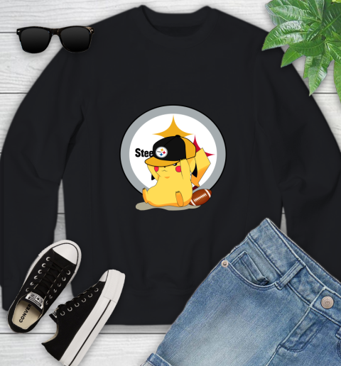 NFL Pikachu Football Sports Pittsburgh Steelers Youth Sweatshirt 2