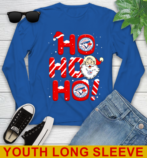 Toronto Blue Jays MLB Baseball Ho Ho Ho Santa Claus Merry Christmas Shirt Youth Long Sleeve 10