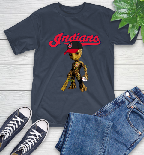 MLB Cleveland Indians Groot Guardians Of The Galaxy Baseball T-Shirt 4