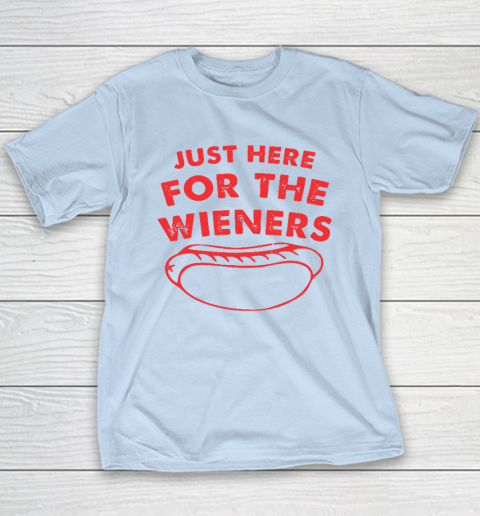 Just Here For The Wieners Funny 4th Of July Youth T-Shirt 5