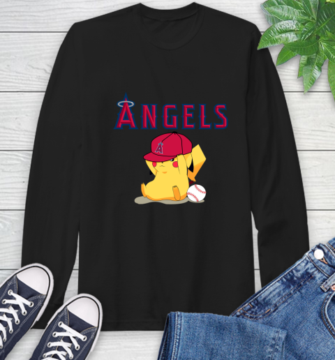 MLB Pikachu Baseball Sports Los Angeles Angels Long Sleeve T-Shirt 2