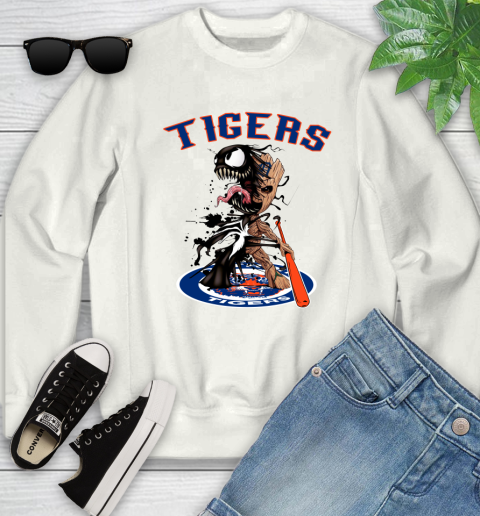 MLB Detroit Tigers Baseball Venom Groot Guardians Of The Galaxy Youth Sweatshirt