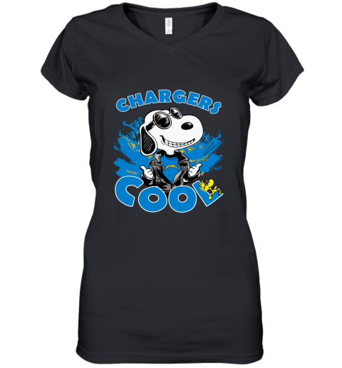 Los Angeles Chargers Snoopy Joe Cool We're Awesome Women's V-Neck T-Shirt