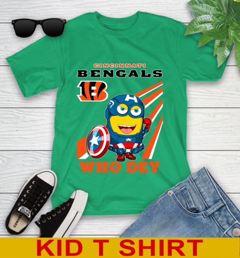 NFL Football Cincinnati Bengals Captain America Marvel Avengers Minion Shirt Youth T-Shirt 7
