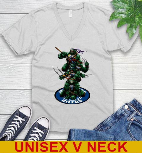 NHL Hockey Edmonton Oilers Teenage Mutant Ninja Turtles Shirt V-Neck T-Shirt