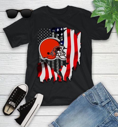 Cleveland Browns NFL Football American Flag Youth T-Shirt