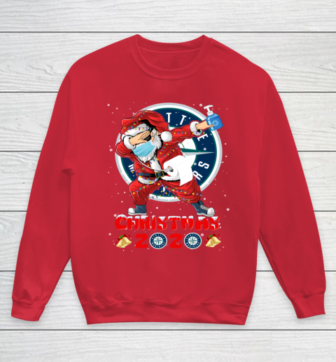 Seattle Mariners Funny Santa Claus Dabbing Christmas 2020 MLB Youth Sweatshirt 7