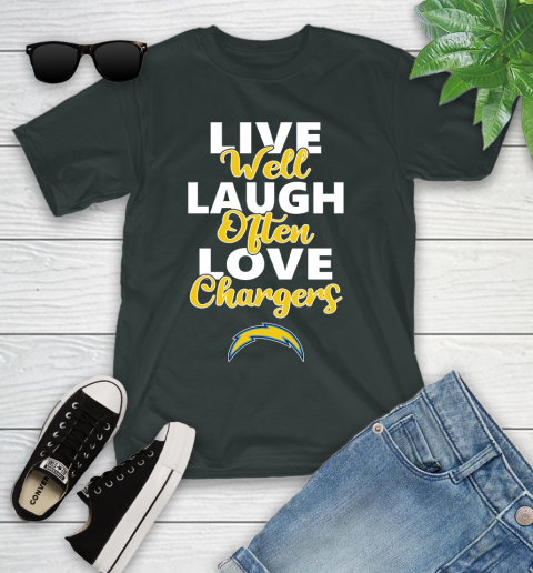 NFL Football Los Angeles Chargers Live Well Laugh Often Love Shirt Youth T-Shirt 5