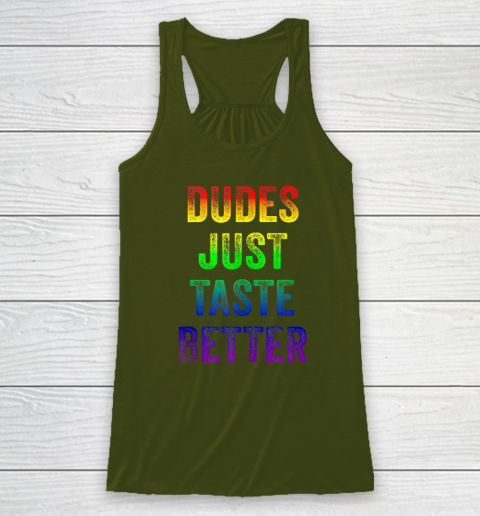 Dudes Just Taste Better Shirt Distressed Text Funny Gay Pride Racerback Tank 2