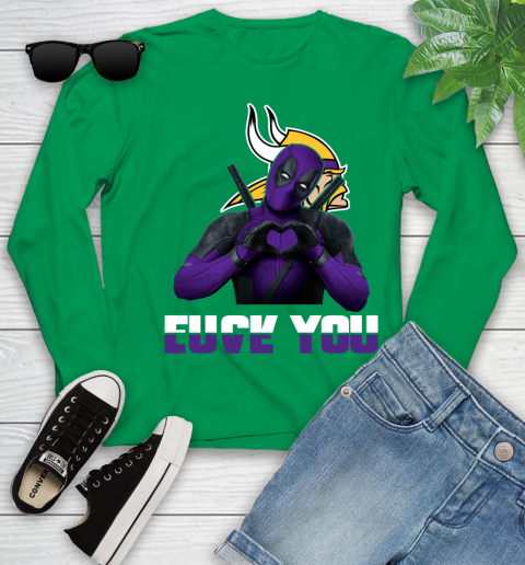 NHL Minnesota Vikings Deadpool Love You Fuck You Football Sports Youth Long Sleeve 7