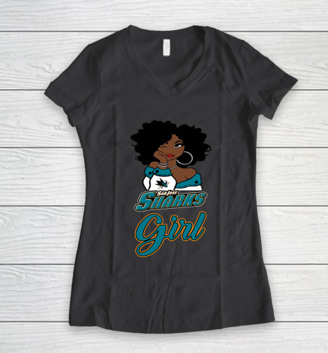 San Jose Sharks Girl NHL Women's V-Neck T-Shirt 8