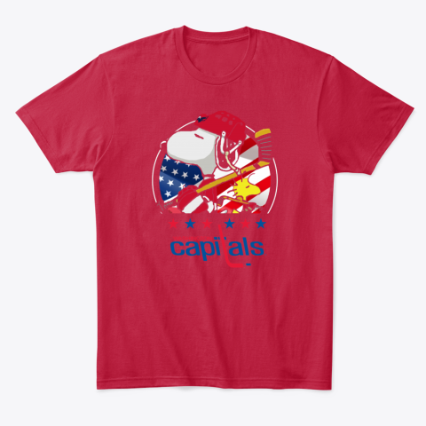 kmtp washington capitals snoopy and woodstock nhl classic t shirt 2 front red