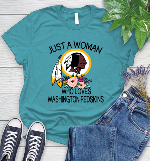 NFL Just A Woman Who Loves Washington Redskins Football Sports Women's T-Shirt 11