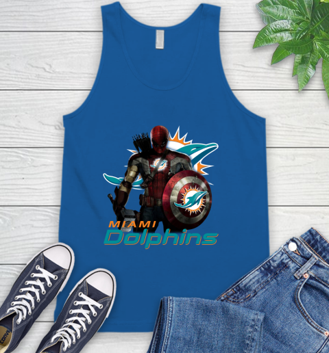 NFL Captain America Thor Spider Man Hawkeye Avengers Endgame Football Miami Dolphins Tank Top 5