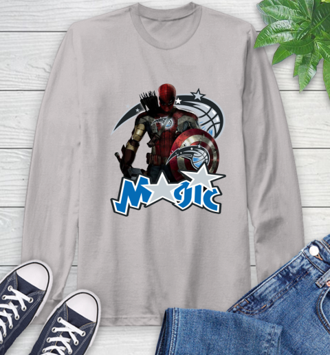 Philadelphia 76ers NBA Basketball Captain America Thor Spider Man Hawkeye Avengers Long Sleeve T-Shirt 12