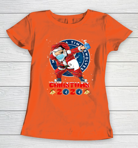 Minnesota Timberwolves Funny Santa Claus Dabbing Christmas 2020 NBA Women's T-Shirt 3