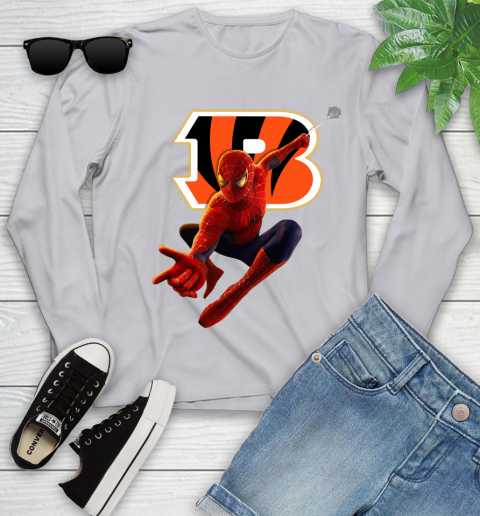 NFL Spider Man Avengers Endgame Football Cincinnati Bengals Youth Long Sleeve - Image 6