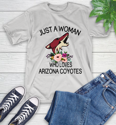 NHL Just A Woman Who Loves Arizona Coyotes Hockey Sports T-Shirt