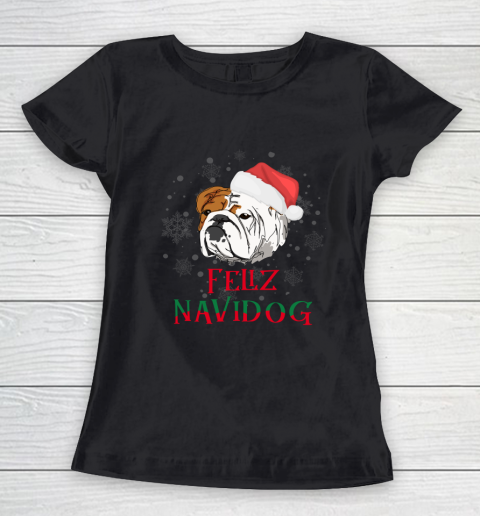 English Bulldog Feliz Navidog Christmas Women's T-Shirt
