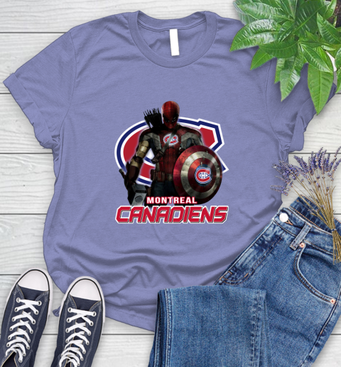 NHL Captain America Thor Spider Man Hawkeye Avengers Endgame Hockey Montreal Canadiens Women's T-Shirt 11