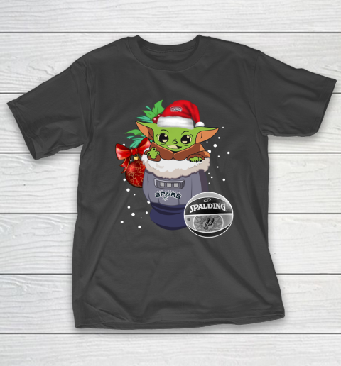San Antonio Spurs Christmas Baby Yoda Star Wars Funny Happy NBA T-Shirt 2