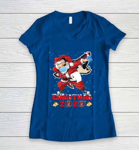 Arizona Coyotes Funny Santa Claus Dabbing Christmas 2020 NHL Women's V-Neck T-Shirt 7