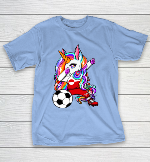 Dabbing Unicorn Greenland Soccer Fans Jersey Flag Football T-Shirt 11