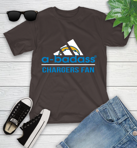 NFL A Badass Los Angeles Chargers Fan Adidas Football Sports Youth T-Shirt 7