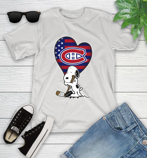 Montreal Canadiens NHL Hockey The Peanuts Movie Adorable Snoopy Youth T-Shirt