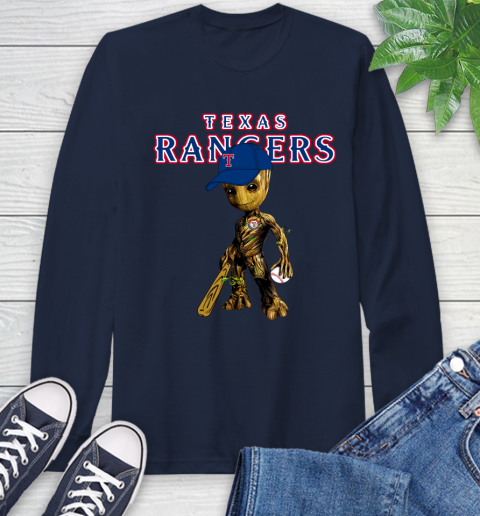 MLB Texas Rangers Groot Guardians Of The Galaxy Baseball Long Sleeve T-Shirt 4