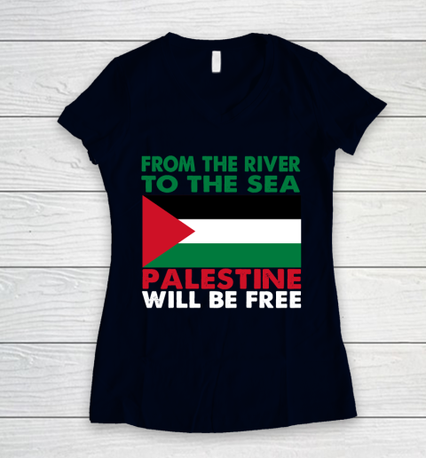From The River To The Sea Palestine Will Be Free Women's V-Neck T-Shirt 2