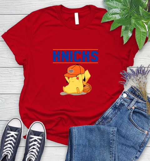 NBA Pikachu Basketball Sports New York Knicks Women's T-Shirt 9