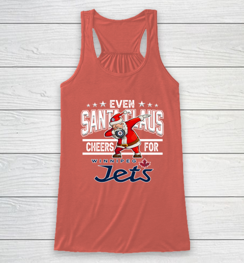 Winnipeg Jets Even Santa Claus Cheers For Christmas NHL Racerback Tank 3